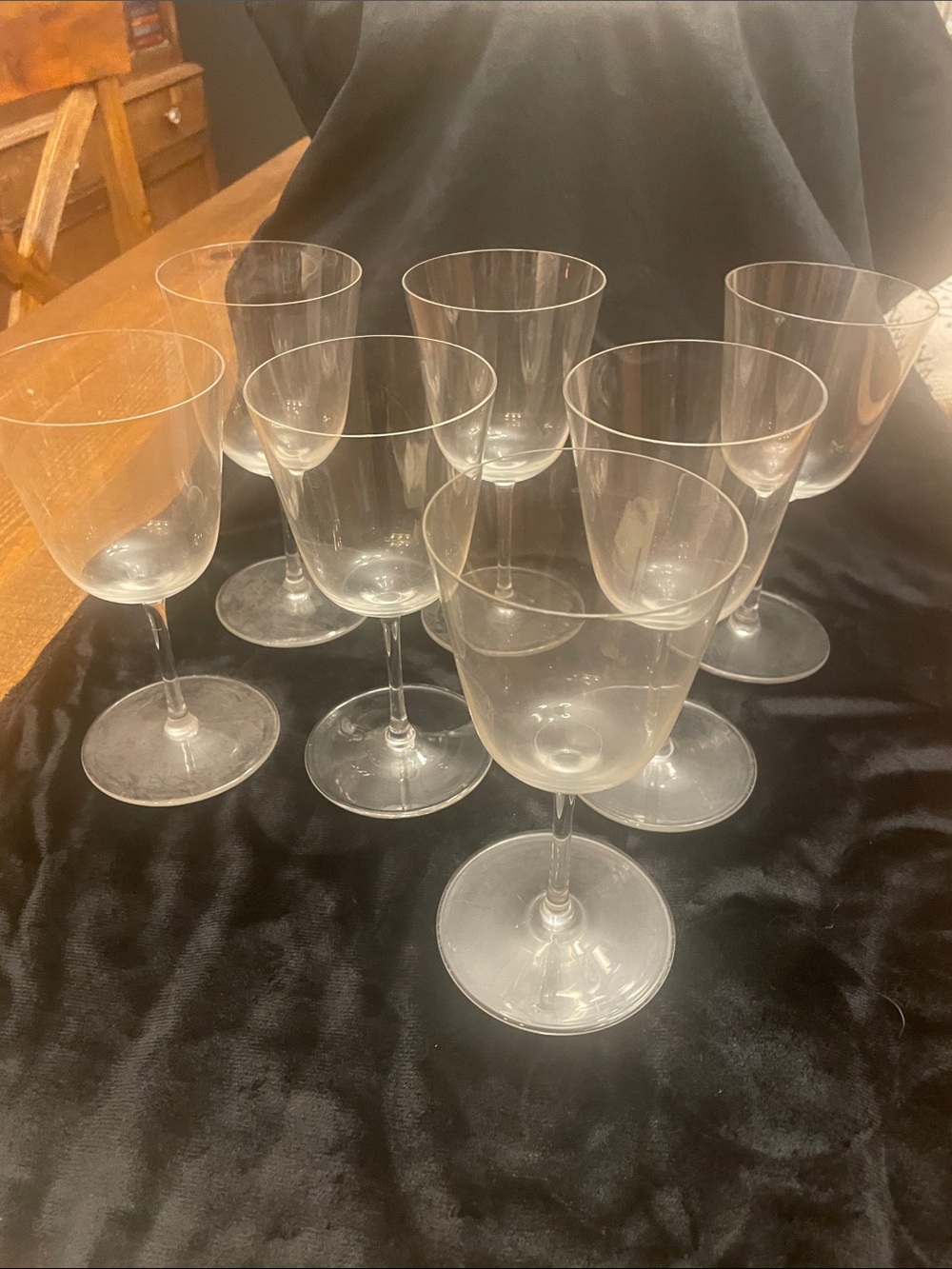 Vintage Crate&Barrel Clear Stem Wine Glasses - Set of 7